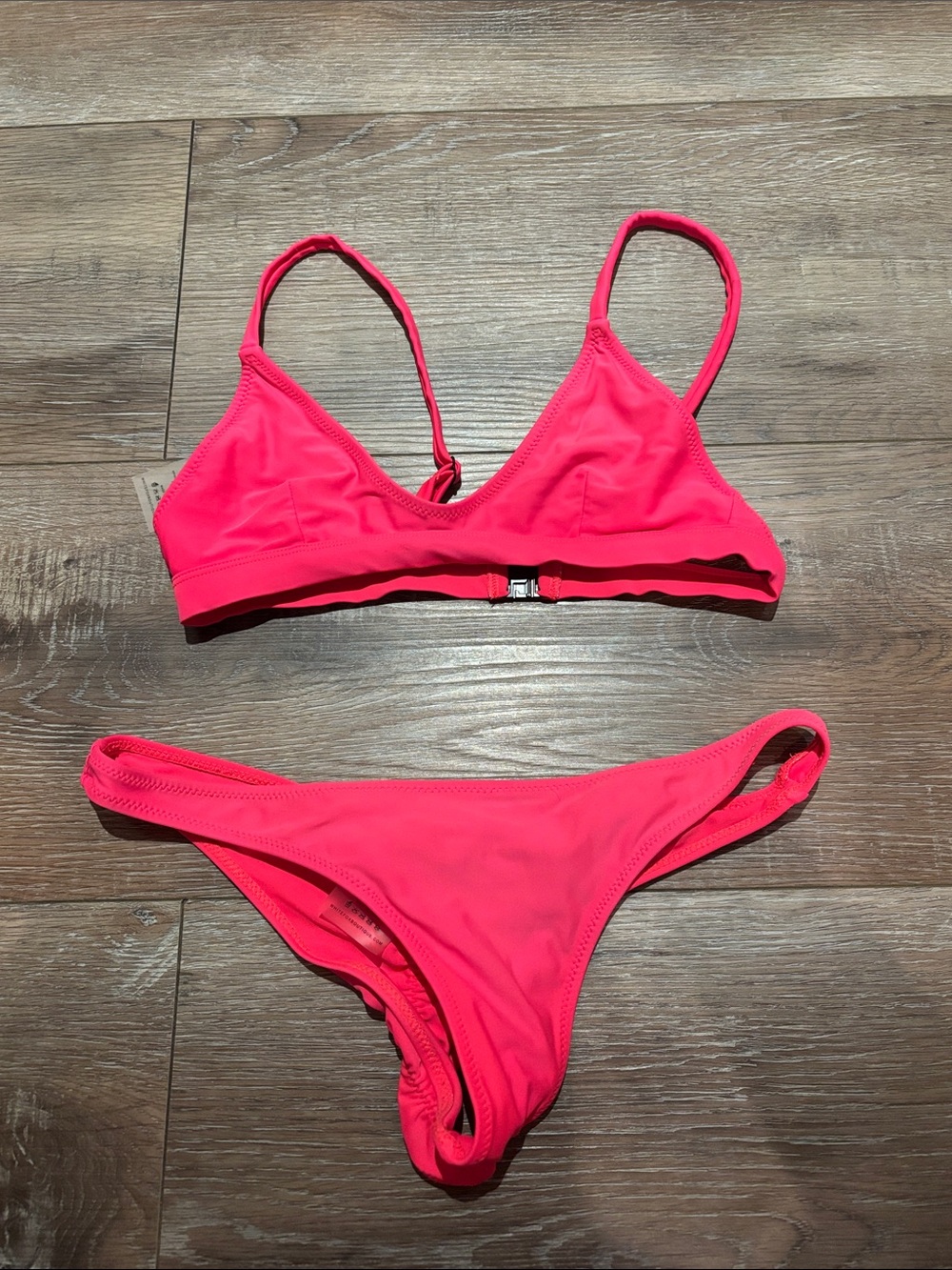 White Fox Boutique Neon Pink Scoop Bralette Bikini